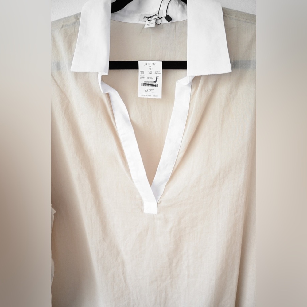 J. Crew Cream Tunic with White Collar - Picture 3 of 4